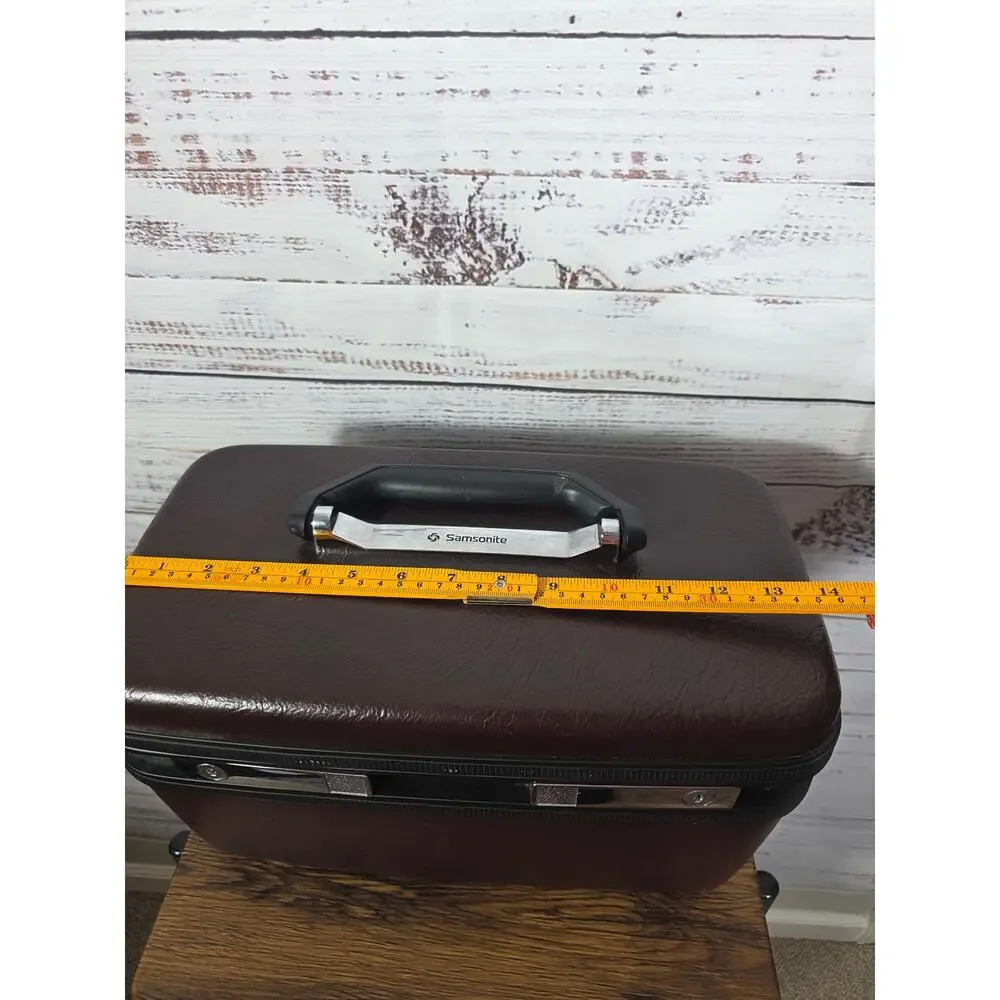 VTG Samsonite Hard Silhouette Brown Faux Leather Locking Luggage w/Mirror Key